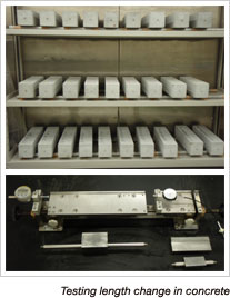 Testing length change in concrete